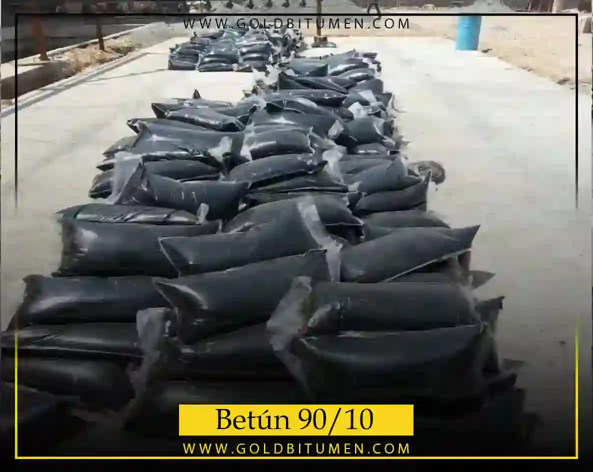 Bolsas fundibles de betún oxidado grado 90/10 almacenadas para exportación y uso en proyectos de impermeabilización