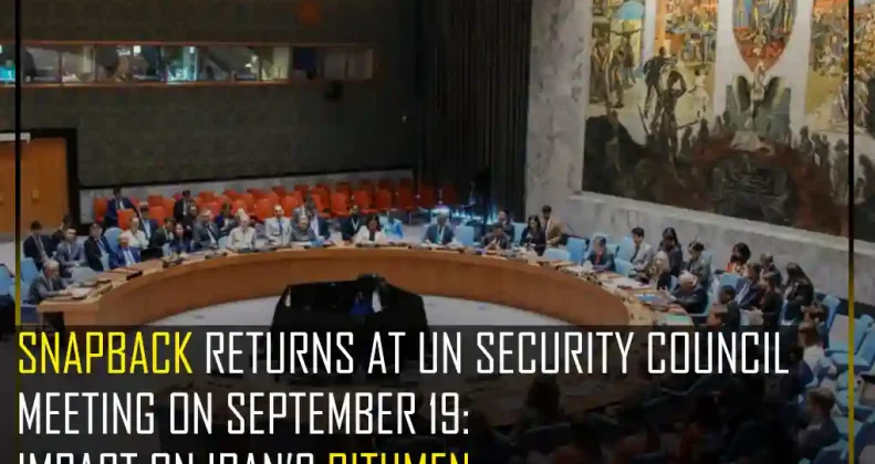 UN Security Council meeting on September 19, 2025 discussing snapback sanctions and impact on Iran bitumen exports