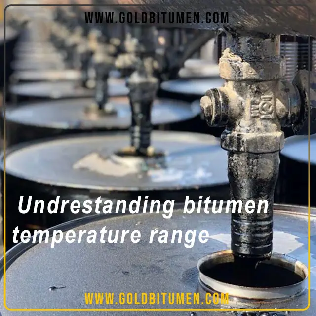 Industrial refinery valve filling a steel drum demonstrating the safe bitumen temperature range for optimal handling and storage
