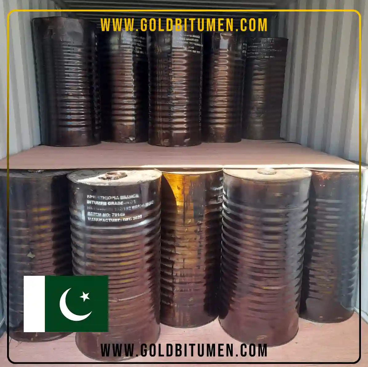 Export containers packed with the best bitumen grade for Pakistan roads and durable pavement construction